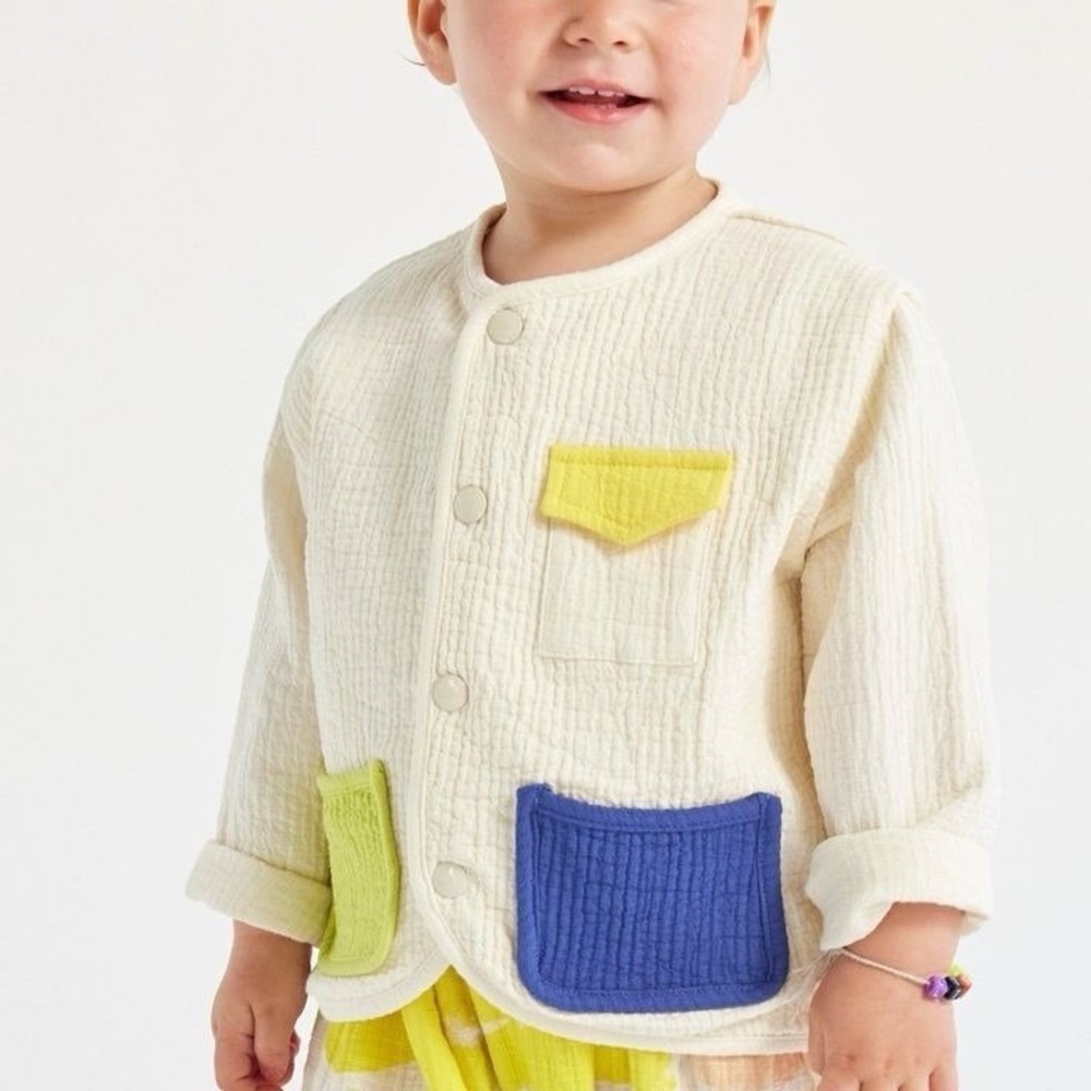 BOBO CHOSES A Folk Song Baby Color Block Jacket 18m Pockets NWT